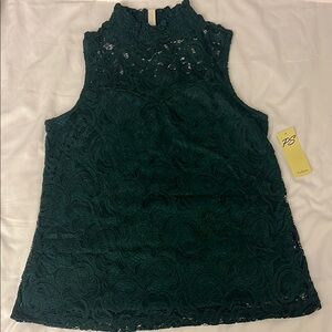 Elegant Green Lace Sleeveless Top